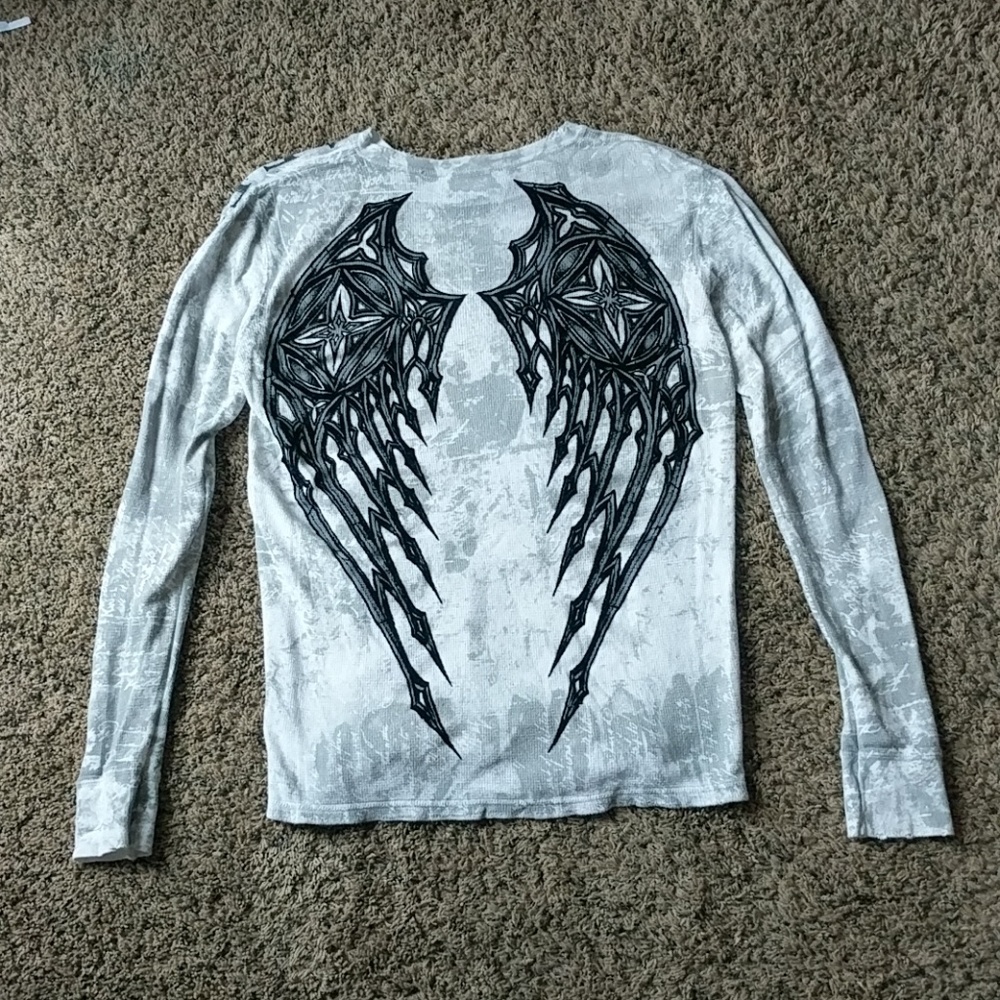 Grey long sleeve medium Affliction shirt
